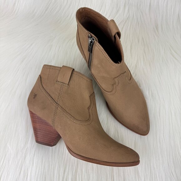 FRYE Rory Genuine Leather Western Ankle Boot Bootie Shoes Size 7M Ash - Picture 1 of 13
